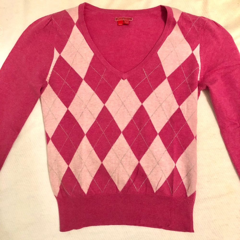 Esprit pink argyle sweater